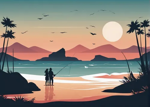 vintage couple silhouette,travel poster,couple silhouette,silhouette art,loving couple sunrise,beach background,dream beach,beach landscape,honolulu,beach scenery,oahu,dusk background,ocean background,honeymoon,summer icons,retro background,coast sunset,tofino,hawaii,landscape background,Unique,Paper Cuts,Paper Cuts 05