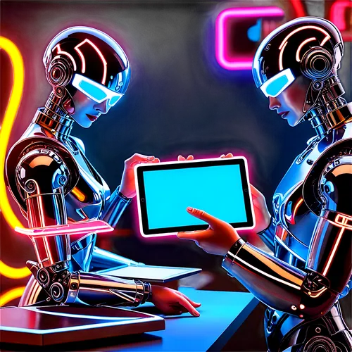 cybersurfers,cyberpunks,automatons,cyberangels,robots,cyberarts,cyber,neon human resources,cyberscene,automation,cyberpatrol,cybercasts,computadoras,cybersurfing,automating,roboticists,artificial intelligence,futurists,digital binary,cios,Illustration,Retro,Retro 12