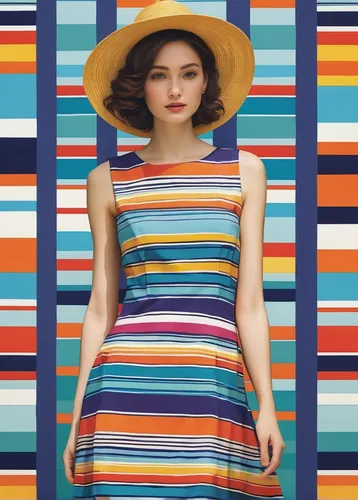 striped background,colorful background,fashion vector,girl in a long dress,retro woman,colored pencil background,colorful,straw hat,horizontal stripes,summer pattern,portrait background,multi-color,a girl in a dress,retro girl,background colorful,girl in a long,retro pattern,color wall,multi color,stripes,Illustration,Vector,Vector 03