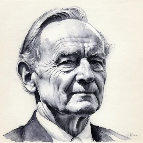 c m coolidge,jrr tolkien,adenauer,lokportrait,walt,matruschka,hesse,portrait,color pencil,digital drawing,romanescu,face portrait,digital painting,bust,roy lichtenstein,man portraits,stan laurel,hitchcock,barnett,charcoal pencil,Illustration,Paper based,Paper Based 03