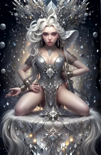 the snow queen,ice queen,white rose snow queen,ice princess,suit of the snow maiden,priestess,zodiac sign gemini,fantasy art,the enchantress,white snowflake,zodiac sign libra,crystalline,eternal snow,fantasy woman,queen of the night,ice crystal,fairy queen,sorceress,fantasy portrait,aquarius