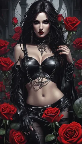 black rose,gothic woman,red roses,black rose hip,red rose,gothic fashion,scent of roses,with roses,roses,rosebushes,noble roses,gothic portrait,dark angel,way of the roses,goth woman,gothic style,wild roses,queen of hearts,vampire woman,wild rose,Conceptual Art,Fantasy,Fantasy 34