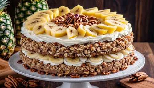 Hummingbird Cake: A fruit-filled cake with pineapples, bananas, and pecans with very beautiful presentation
,citrus bundt cake,german chocolate cake,rye bread layer cake,carrot cake,banana cream pie,s