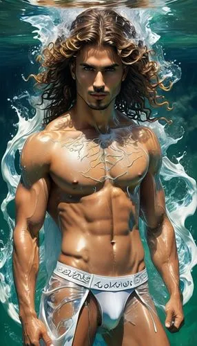 sea god,god of the sea,sea man,atlantean,aquaman,poseidon,Art,Classical Oil Painting,Classical Oil Painting 01