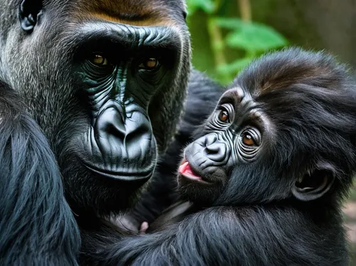 First-Time Gorilla Mom at Dublin Zoo Can't Stop Holding and Smiling at Her New Baby,baby with mom,primates,great apes,harmonious family,mothers love,common chimpanzee,mother and infant,mother kiss,mot