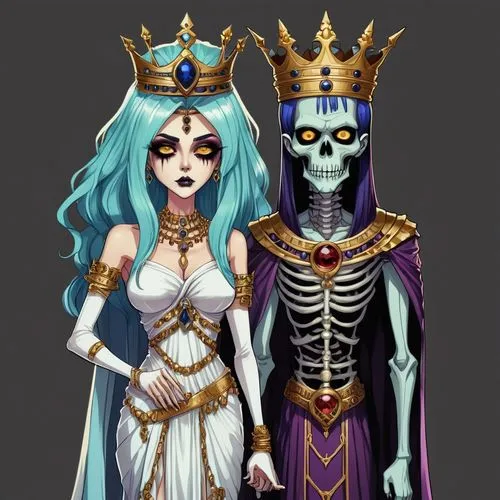 halloween banner,lich,prince and princess,princedoms,vhl,crown icons,Illustration,Abstract Fantasy,Abstract Fantasy 11