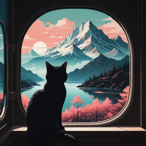 train ride,window seat,traveler,window to the world,travelers,sky train,tgv,traveller,train,cat frame,amtrak,train seats,train of thought,in transit,window,passenger,studio ghibli,shinkansen,voyage,traveling,Conceptual Art,Fantasy,Fantasy 32