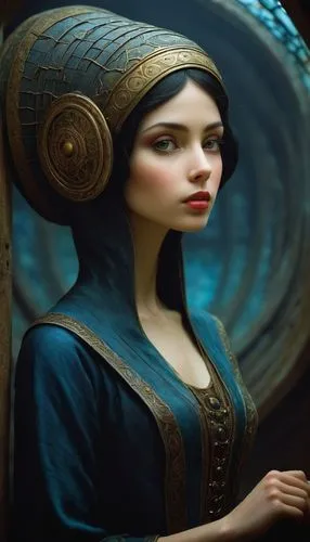 ancient egyptian girl,amidala,cleopatra,amphitrite,fantasy portrait,hypatia,mystical portrait of a girl,inanna,principessa,melusine,wadjet,mervat,girl with a wheel,blue enchantress,leota,the sea maid,ariadne,drusilla,sedna,zodiac sign libra,Illustration,Abstract Fantasy,Abstract Fantasy 09