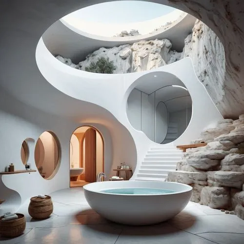 luxury bathroom,modern minimalist bathroom,futuristic architecture,bathtub,igloos,cubic house,Photography,Documentary Photography,Documentary Photography 08