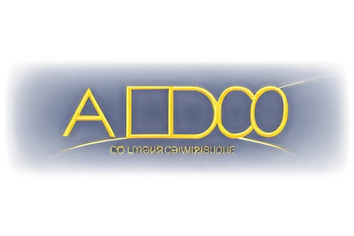 Aldo logo, golden yellow background, modern typography, bold font, curved lines, symmetrical design, 3D effect, metallic texture, reflective surface, central composition, spotlight lighting, high cont