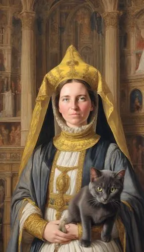 napoleon cat,cat european,cat portrait,portrait of christi,gothic portrait,saint coloman,the abbot of olib,cat image,saint nicolas,portrait of a woman,nuncio,figaro,academic dress,ritriver and the cat,woman holding pie,joan of arc,girl with dog,partiture,basset artésien normand,cat sparrow,Digital Art,Classicism