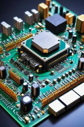 Digital circuit board, 9-bit set architecture, motherboard, microprocessor, CPU, chipset, RAM, ROM, bus, wires, capacitors, resistors, inductors, diodes, transistors, IC chips, silver soldering, metal