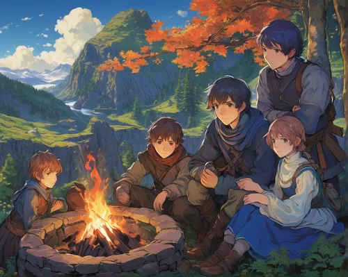 Experience the bittersweet bonds formed between the characters, as they struggle to survive and find their place in the harsh world of Grimgar of Fantasy and Ash.,campfire,yuki nagato sos brigade,the 