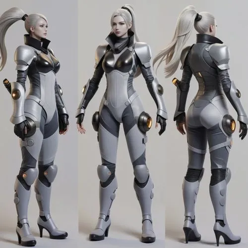 referencia personaje,a woman in futuristic costume with large  and a helmet on,xeelee,sindel,silverite,ororo,anakara,vax figure,Unique,3D,3D Character