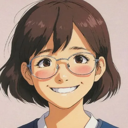 himuto,with glasses,euphonium,a girl's smile,mari makinami,studio ghibli,glasses,a smile,mako,smiling,fuki,spectacles,killer smile,jin deui,grin,kids glasses,aomoriya,matsuno,protect,eye glasses,Illustration,Japanese style,Japanese Style 14