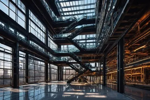 steel stairs,abandoned factory,industrial hall,industrial,zollverein,industrial ruin,glass building,atriums,industrial landscape,empty factory,autostadt wolfsburg,lofts,industrial plant,fire escape,vertigo,industrial building,helix,atrium,industrial tubes,elevators,Art,Artistic Painting,Artistic Painting 34