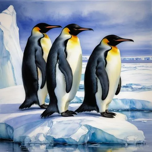 emperor penguins,king penguins,emperor penguin,antarctique,penguins,antarctic,Illustration,Paper based,Paper Based 11