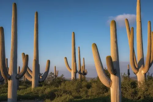 tall cactus trees in a desert setting,organ pipe cactus,saguaros,dutchman's-pipe cactus,saguaro,giant yucca,sonoran desert,Photography,General,Realistic