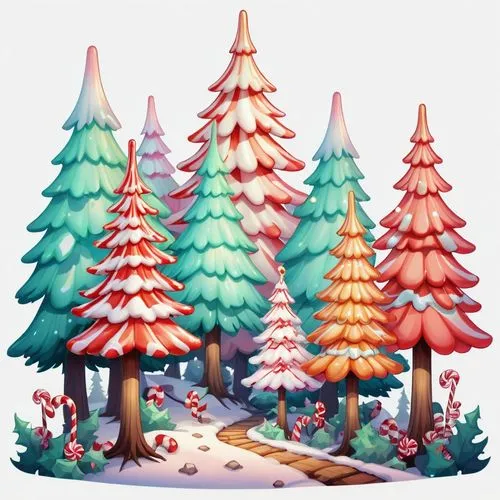 wooden christmas trees,fir forest,christmas snowy background,fir tree decorations,winter forest,coniferous forest,Illustration,Abstract Fantasy,Abstract Fantasy 11