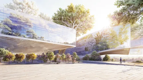 barangaroo,3d rendering,futuristic architecture,render,kirrarchitecture,glass facade,archidaily,autostadt wolfsburg,futuristic art museum,urban design,daylighting,school design,futuristic landscape,solar cell base,garden design sydney,sky space concept,espoo,arq,3d rendered,contemporary