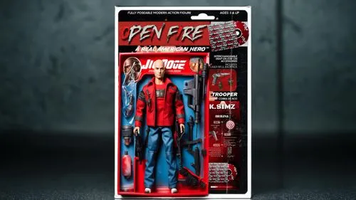 Action figure Toy, Display box, commercial, 3D, high quality, plastic texture,,action figure,actionfigure,collectible action figures,marvel figurine,revoltech,plastic toy,red super hero,game figure,da