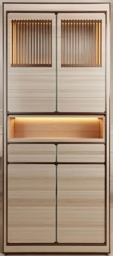 A tall shoe cabinet with elegant design and two tone color. it has a ventilated grill pattern on top cut into its door in a modern design,the bathroom is in a light wood color,gaggenau,scavolini,dumbw