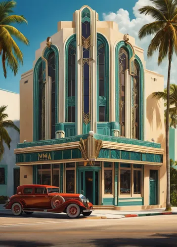 art deco,old cinema,movie palace,retro diner,classic car and palm trees,cinema,edsel bermuda,art deco background,drive in restaurant,cinema strip,movie theater,packard patrician,packard caribbean,havana,chevrolet delray,cuba background,fox theatre,retro styled,pitman theatre,movie theatre,Conceptual Art,Daily,Daily 04