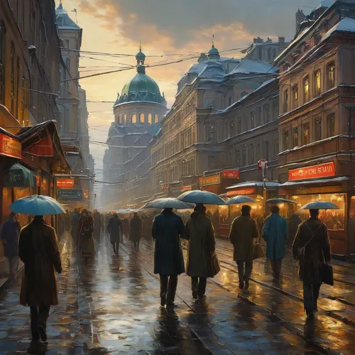 saintpetersburg,saint petersburg,st petersburg,arbat street,nevsky avenue,moscow,lev lagorio,evening atmosphere,moscow city,st petersburg russia,warsaw,street scene,in the evening,early evening,city scape,under the moscow city,world digital painting,andreas cross,oil painting on canvas,orlovsky,Art,Classical Oil Painting,Classical Oil Painting 18