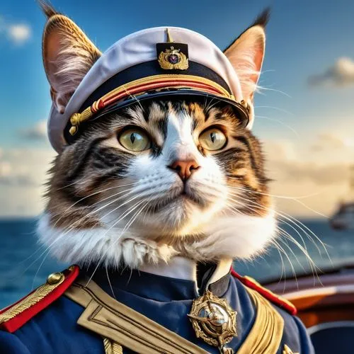 猫是船长,napoleon cat,aegean cat,admiral von tromp,admiral,naval officer,cat european,cat image,marine animal,commodore,cat warrior,cat-ketch,sailor,captain,cat sparrow,military officer,delta sailor,skipp