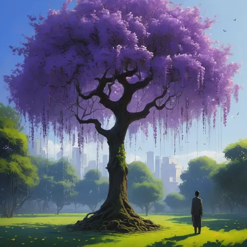 jacaranda,lilac tree,jacaranda trees,sakura tree,flourishing tree,blossom tree,purple landscape,flower tree,the japanese tree,magic tree,painted tree,cherry blossom tree,isolated tree,sakura trees,watercolor tree,japanese sakura background,tree,colorful tree of life,girl with tree,lone tree,Conceptual Art,Sci-Fi,Sci-Fi 07