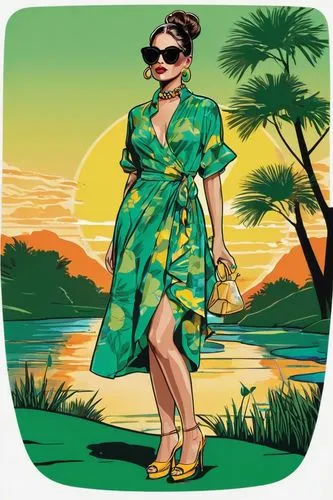 fashion vector,summer clip art,caftan,kaftan,ofili,retro 1950's clip art,Unique,Design,Sticker