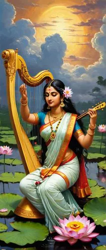 saraswati,thyagaraja,margazhi,sarasvati,aradhana,radha,panchami,harp with flowers,shakuntala,thumri,saraswathy,saraswathi,praveena,sarasaviya,gharana,janmastami,bhakti,saraswats,krishnaveni,gitanjali,Conceptual Art,Fantasy,Fantasy 15