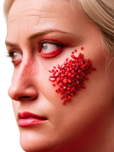 rosacea,scarification,red skin,antihistamines,keratosis,chickenpox,trypophobia,pollens,seven-dot ladybug,thorns,ladybugs,peppercorns,histamines,epidermolysis,chili berries,pollen,anomeritis,anaphylaxis,angiomas,keratoses,Illustration,Realistic Fantasy,Realistic Fantasy 04