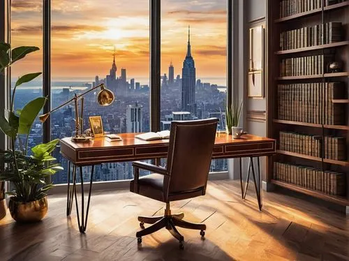 study room,modern office,blur office background,manhattan,office desk,book wallpaper,reading room,chrysler building,manhattan skyline,bookshelves,rodenstock,office chair,great room,home office,writing desk,desk,offices,new york skyline,bureau,furnished office,Illustration,Vector,Vector 16