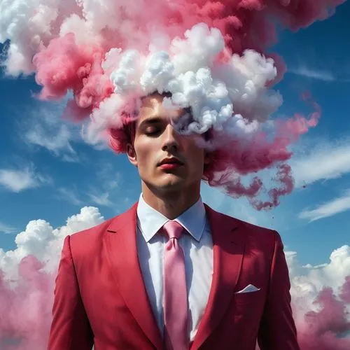 man in pink,sagmeister,soulwax,conceptual photography,paper clouds,gilgun,Conceptual Art,Oil color,Oil Color 11