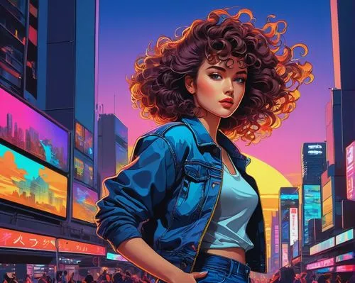 ripley,junipero,cyberpunk,retro woman,sci fiction illustration,neuromancer,retro girl,80's design,world digital painting,akira,kirca,fujiko,shadowrun,vector girl,futurist,cityscape,digital painting,contessa,replicants,synth,Conceptual Art,Sci-Fi,Sci-Fi 05