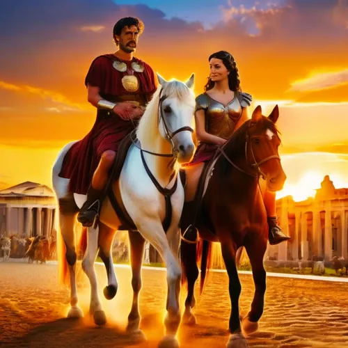 the couple is riding horses through the park,rome 2,hispania rome,drona,illyrians,subramania,roman history