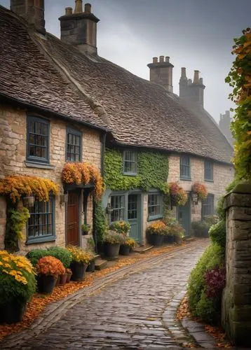 cotswolds,cottages,cotswold,bibury,burford,helmsley,medieval street,townscapes,stone houses,ecosse,falkland,inglaterra,visitbritain,row of houses,cotherstone,the cobbled streets,country cottage,old houses,thatched,thatched cottage,Art,Classical Oil Painting,Classical Oil Painting 17