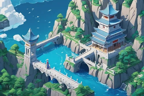 water castle,water palace,monastery,fairy tale castle,castle,forbidden palace,knight's castle,white temple,mountain settlement,resort town,ancient city,fairytale castle,seaside resort,peter-pavel's fortress,dragon palace hotel,dragon bridge,fantasy city,tower fall,stone palace,castle ruins,Unique,3D,Isometric