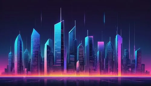 cybercity,cityscape,colorful city,city skyline,ctbuh,cybertown,guangzhou,skyscrapers,futuristic landscape,metropolis,cyberport,synth,fantasy city,capcities,cyberpunk,cityzen,3d background,city blocks,urban towers,cities,Illustration,Retro,Retro 20