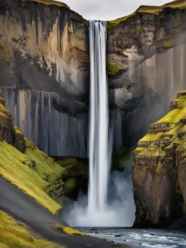 Haifoss  The falls at Haifoss tumble 150m into the canyon below in Iceland's highlands,skogafoss,seljalandsfoss,haifoss,kirkjufell river,bond falls,brown waterfall,helmcken falls,eastern iceland,falls