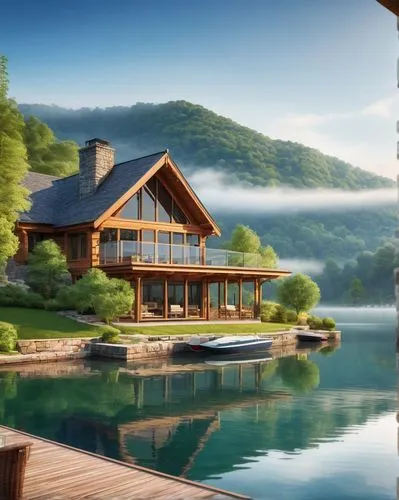 house with lake,house by the water,house in mountains,house in the mountains,the cabin in the mountains,summer cottage,pool house,home landscape,beautiful home,boathouse,dreamhouse,boat house,landscape background,beautiful lake,lake view,floating huts,houseboat,log home,summer house,cottage,Art,Classical Oil Painting,Classical Oil Painting 23