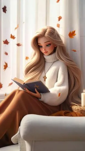 annabeth,girl studying,blonde woman reading a newspaper,blonde sits and reads the newspaper,eilonwy,little girl reading