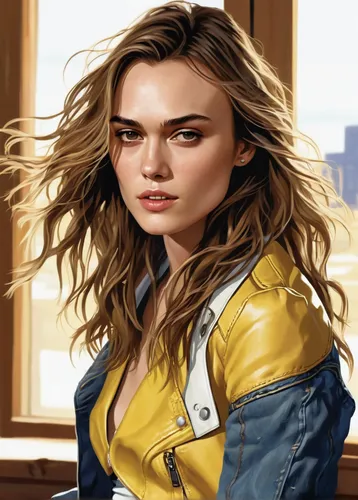 jean jacket,portrait background,jacket,yellow background,denim jacket,digital painting,sprint woman,puma,bolero jacket,world digital painting,veronica,lena,denim background,yellow jacket,painting,fashion vector,windbreaker,valerian,lemon background,cosmopolitan,Conceptual Art,Fantasy,Fantasy 07