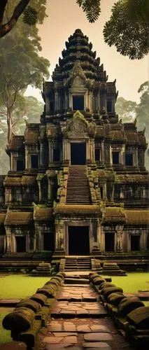 angkor,asian architecture,artemis temple,yavin,temple,kukulkan,baan,nalanda,yamantaka,labyrinthian,ancient buildings,chedi,gopura,ancient city,temples,ancient building,japanese shrine,biruta,anakkara,korowai,Illustration,Retro,Retro 23