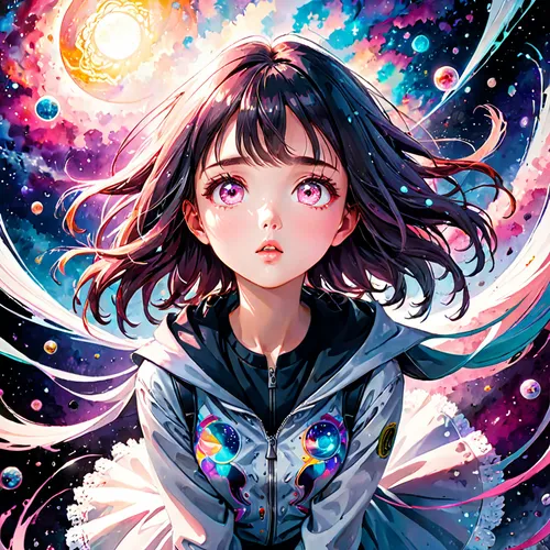 galaxy,fairy galaxy,supernova,universe,starry,hinata,celestial,colorful stars,cosmic flower,falling stars,mystical portrait of a girl,aura,falling star,starry sky,galaxies,lunar,star sky,astronomical,astronomer,anime girl,Anime,Anime,General