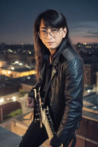 lead guitarist,guitar player,guitarist,guitar,solo violinist,bass guitar,jazz guitarist,bassist,asian semi-longhair,concert guitar,violinist violinist,guitor,epiphone,musician,leather jacket,electric guitar,guitar solo,playing the guitar,music artist,violinist violinist of the moon