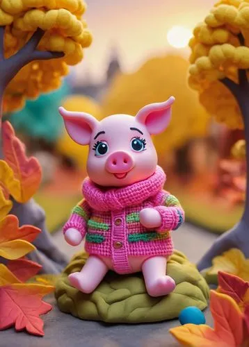 piglet,mcdull,kawaii pig,pinkola,cartoon pig,peppa,Unique,3D,Clay