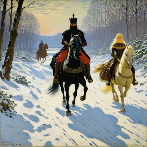 thelwell,benois,zhivago,mcquarrie,nasreddin,peredur,prydain,karenina,skijoring,man and horses,burchfield,snow scene,hussards,caballo,sleigh ride,brugiere,willumsen,fouquet,cuirassier,hildebrandt,Art,Artistic Painting,Artistic Painting 04