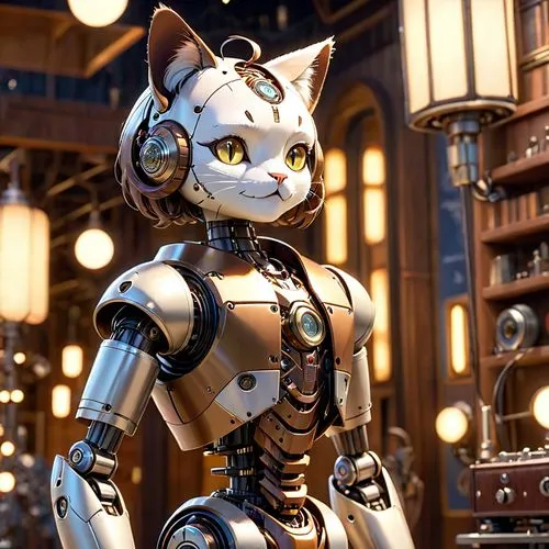 chat bot,steampunk,cybernetics,doll cat,chatbot,robotics,robotic,artificial intelligence,soft robot,minibot,droid,robot,cinema 4d,robots,anime 3d,cat's cafe,model kit,science fiction,cat warrior,tabby cat,Anime,Anime,Cartoon